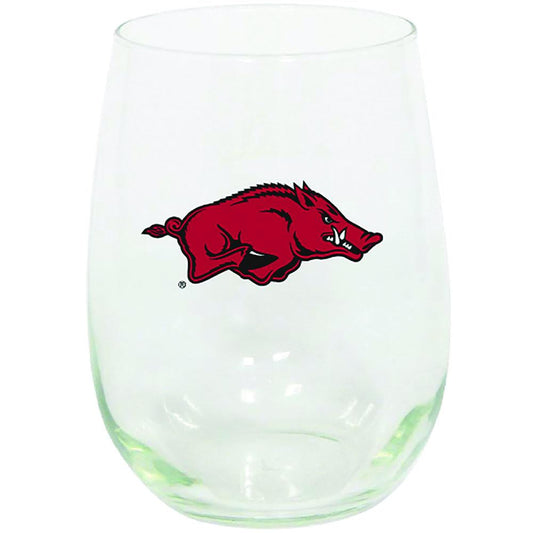 15oz Stemless Glass Tumbler | Arkansas Razorbacks