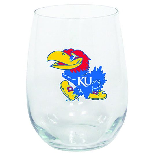 15oz Stemless Glass Tumbler | Kansas Jayhawks