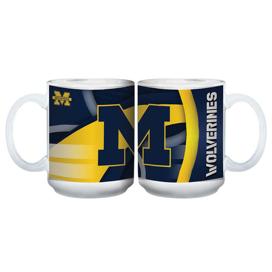 15oz White Carbon Fiber Mug | Michigan Wolverines