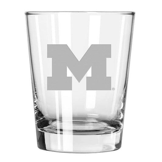 15oz Double Old Fashion Etched Glass | Michigan Wolverines