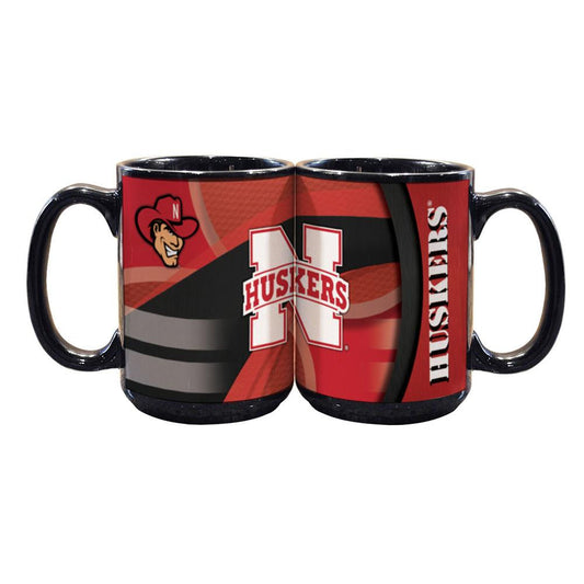 15oz Black Carbon Fiber Mug | Nebraska