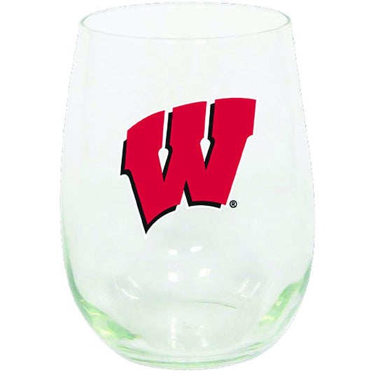 15oz Stemless Glass Tumbler | Wisconsin Badgers