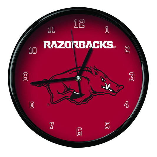 University of Arkansas Black Rim Clock Basic