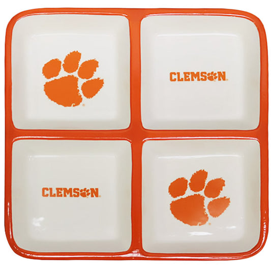 Clemson University 4 Section Square Tray