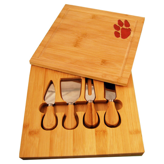 Clemson University Bamboo Cutting Board With Utensils