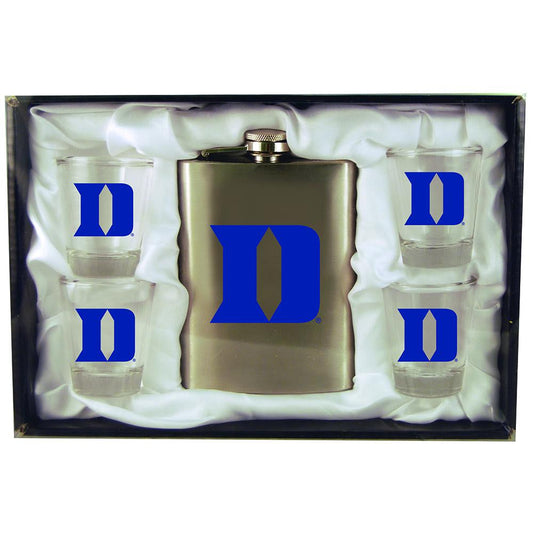 Duke University 8Oz Stainless Steel Flask W/4 Cups