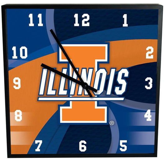 University of Illinois 12 Inch Square Carbon Fiber Clock