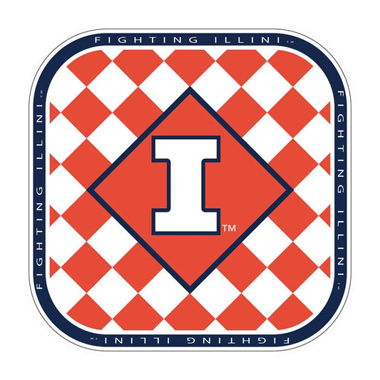 University of Illinois 8 Pack 9 Inch Square Paper Plate