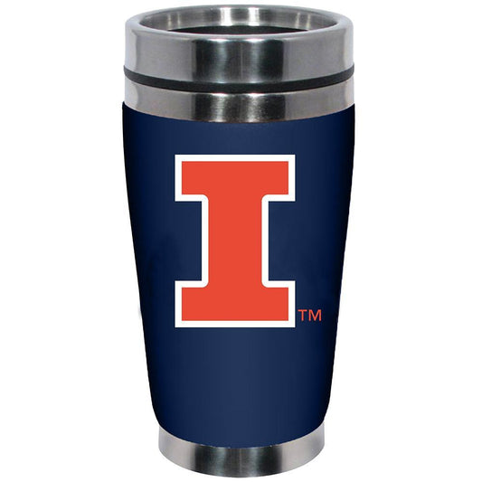 University of Illinois 16Oz Stainless Steel Travel Mug With Neoprene Wrap