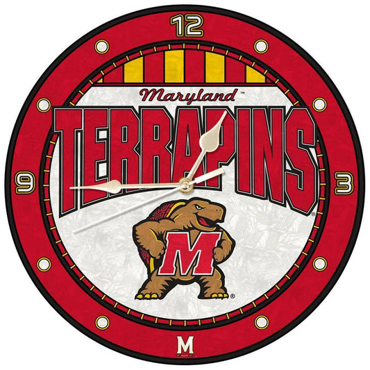 University of Maryland 12 Inch Art Glass Clock