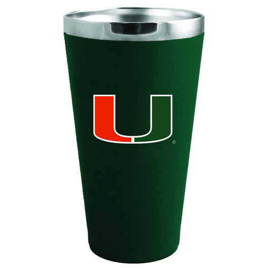 University of Miami 16Oz Matte Finish Ss Pint