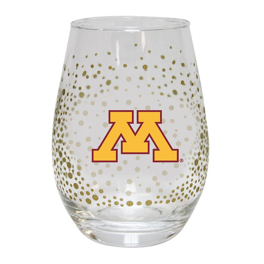 University of Minnesota 15 Oz Glitter Stemless Wine Glass