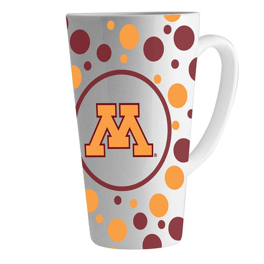 University of Minnesota 16Oz White Polka Dot Latte