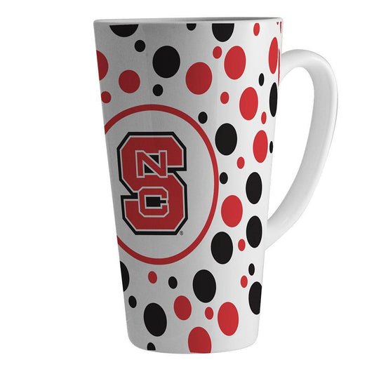 North Carolina State University 16Oz White Polka Dot Latte