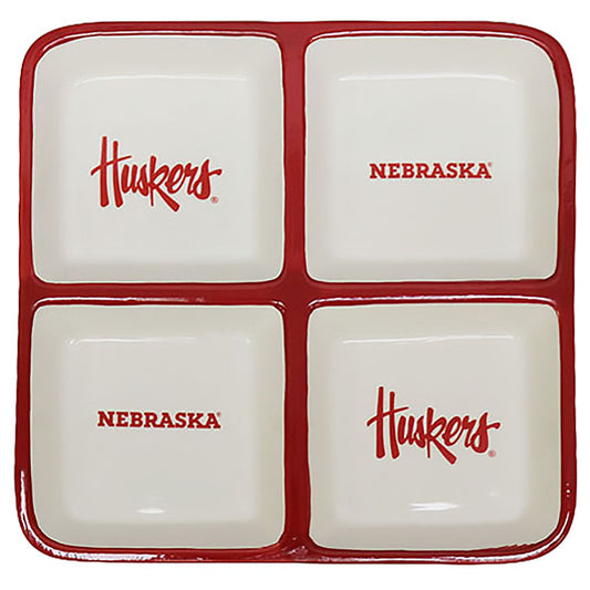 University of Nebraska 4 Section Square Tray