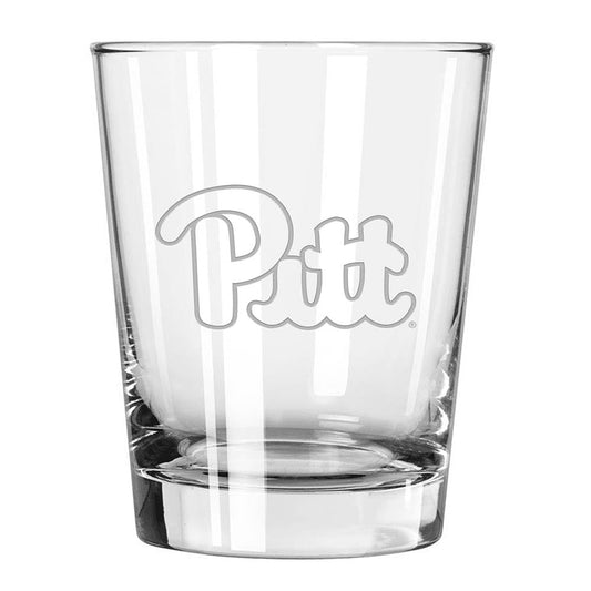 University of Pittsburgh 15Oz Double Old Fashion Etched Glass