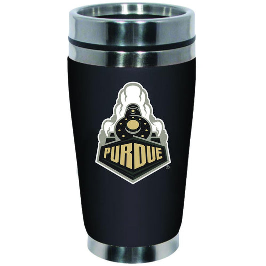 Purdue University 16Oz Stainless Steel Travel Mug With Neoprene Wrap