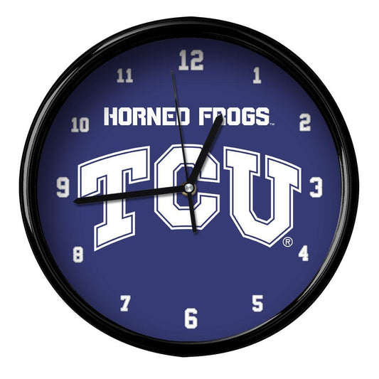 Texas Christian University Black Rim Clock Basic