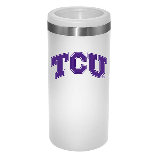 Texas Christian University 12Oz White Slim Can Holder