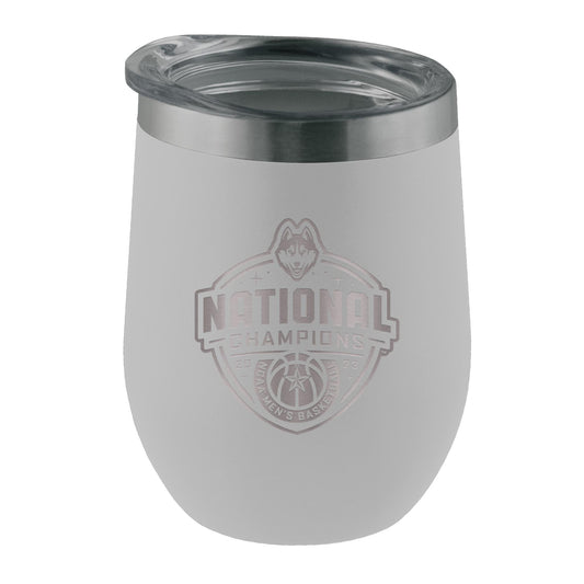 University of Connecticut 16Oz White Stainless Steel Etched Stemless 