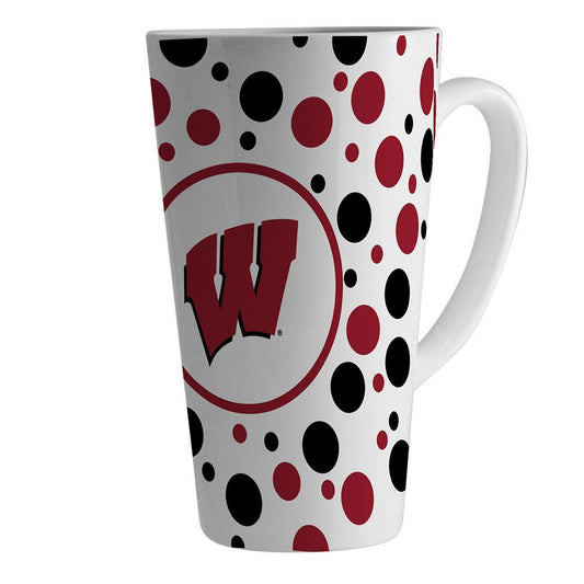 University of Wisconsin 16Oz White Polka Dot Latte