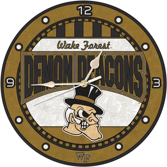 Wake Forest University 12 Inch Art Glass Clock